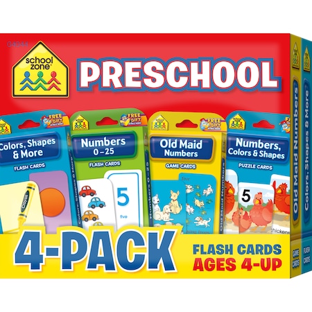 School Zone Publishing Preschool Flash Cards, 4-Pack 04044